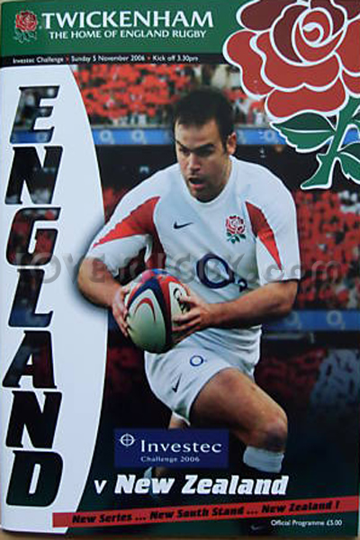 2006 England v New Zealand  Rugby Programme